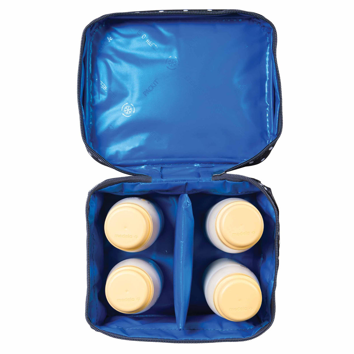 freezable-breastmilk-and-formula-cooler-r9 2023_Breastmilk-Cooler_Polka-Dots_Top-Down_4-Bottles_Lores.jpg