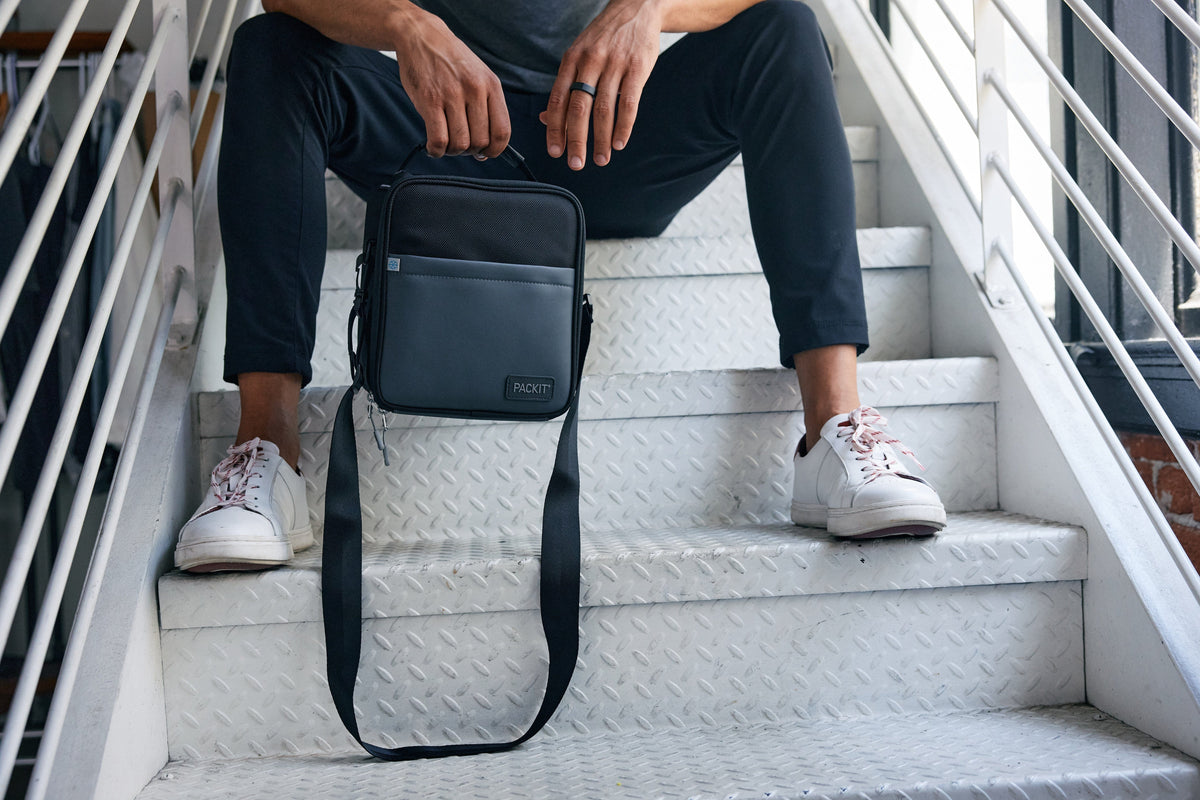 freezable-upright-lunch-box-l1 freezable-upright-lunch-box-black-gray-lifestyle-model-bag-only.jpg